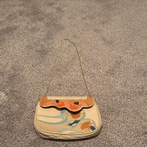 Vintage 1980s Embroidered Needlepoint Moon Bag by Patricia Smith